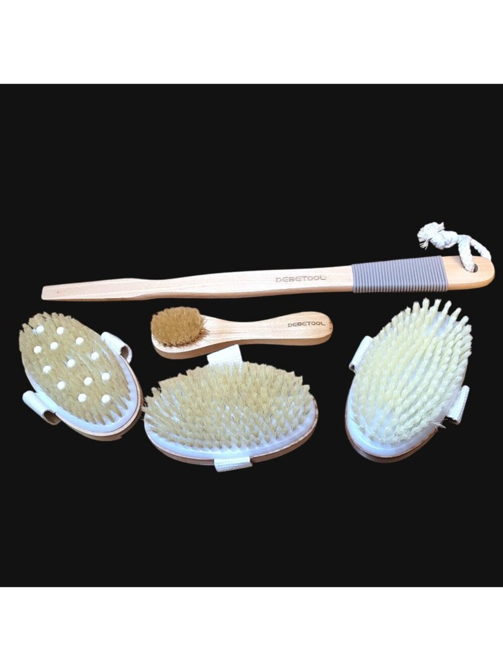 Dry Brushing Body Brush Set Natural Bristles Long Handle Exfoliation Relaxation